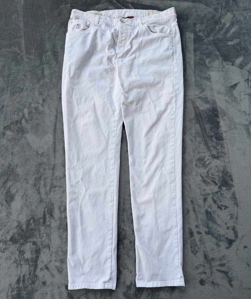 Brunello Cucinelli White Skinny Fit Denim Pants Jeans